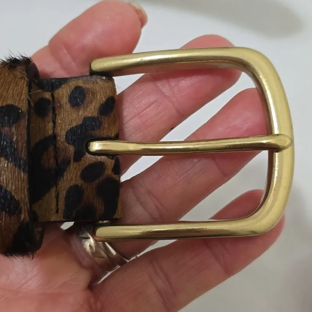 J Crew Cheetah Hair Belt (brass buckle) xs‎